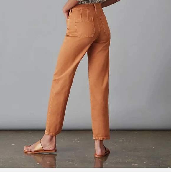 ANTHROPOLOGY PILCRO Column Straight Ankle Jeans - Maize Orange - Picture 3 of 11